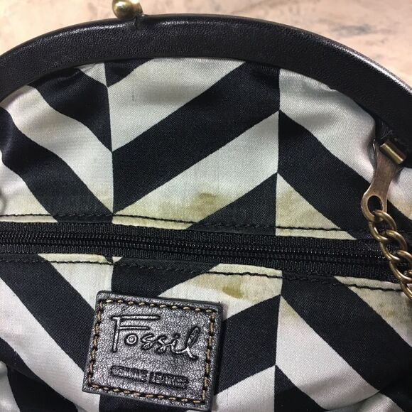 Fossil vintage leather handbag with chain handle - Picture 14 of 14